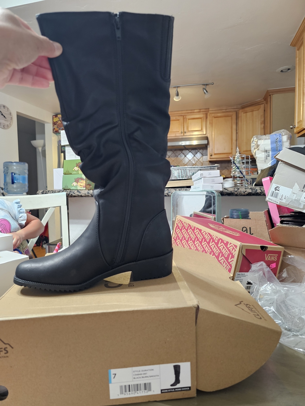 Journee Collection Black Over-The-Knee Zipper Boots